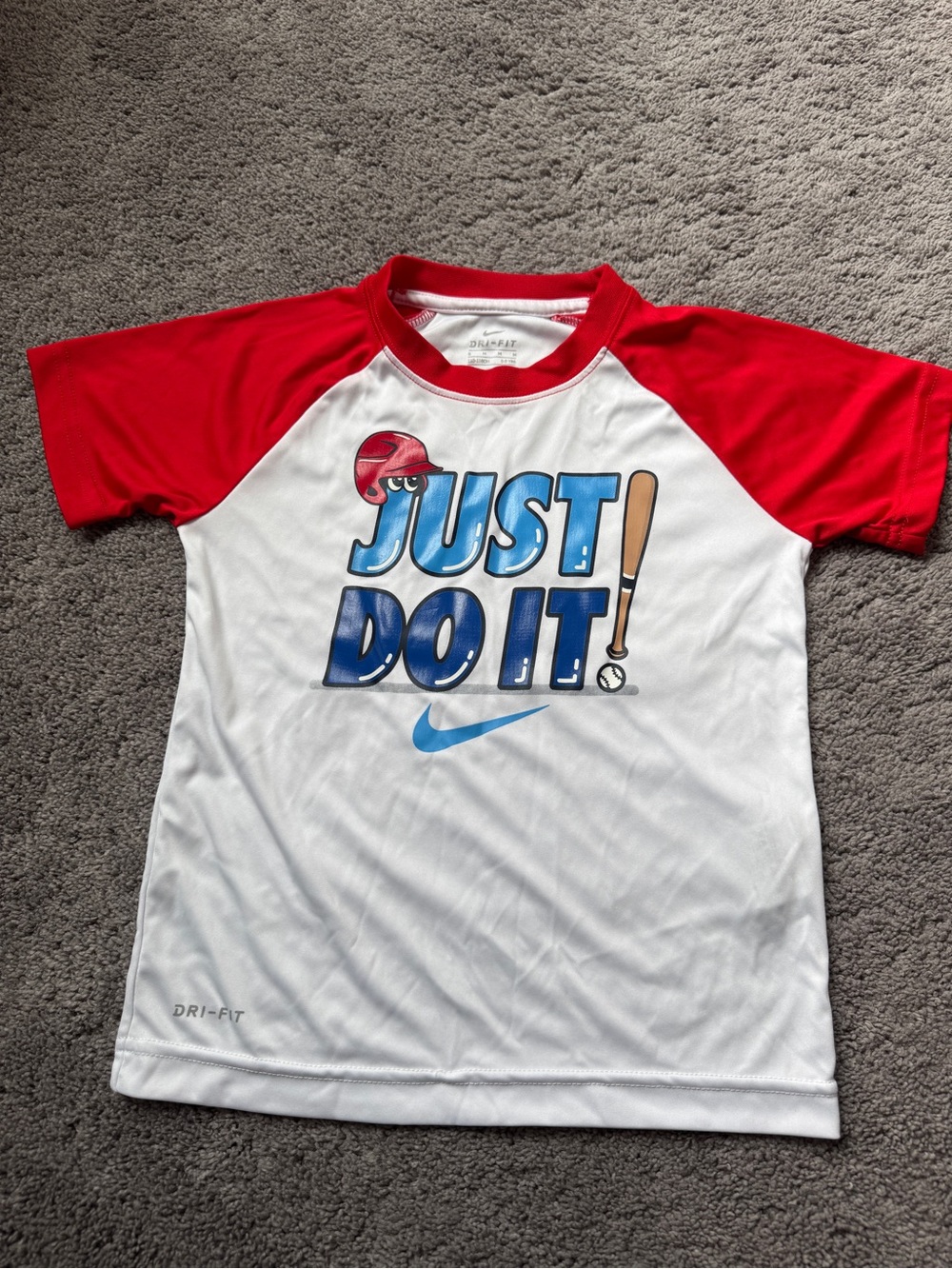 Nike White & Red 'Just Do It' Baseball Graphic Tee